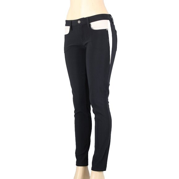 Genetic Denim Pants - Genetic Denim The Ava Sz 28 x 31 Black Tan Pocket Stretch Poly Nylon Skinny Pant
